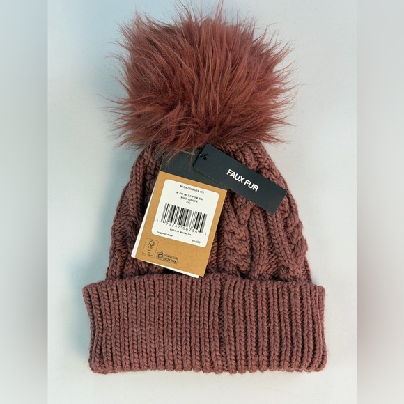 The North Face Oh Mega Pom Knit Beanie Mauve NWT - Picture 3 of 5